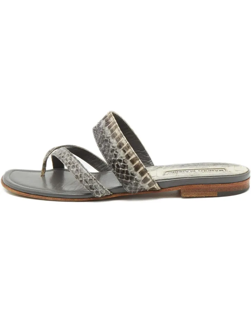 Manolo Blahnik Flache Susa Sandalen - Grau Grau