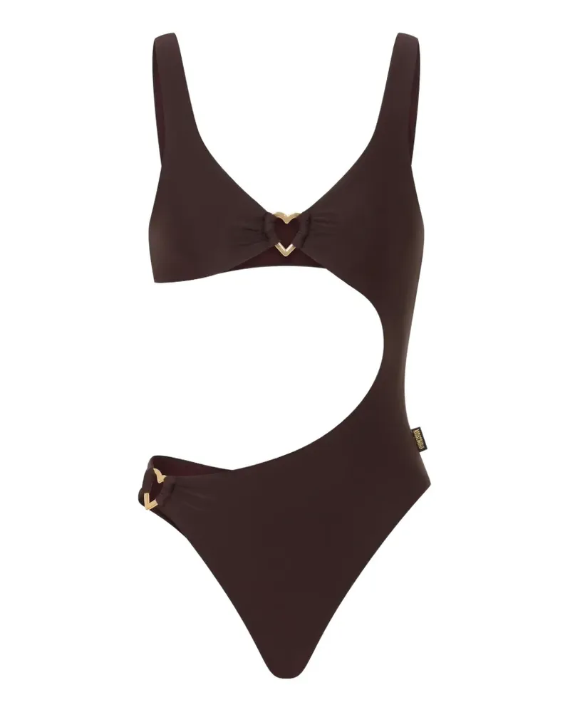 Moschino Badeanzug mit Herzmotiv und Cut-out - Braun Braun