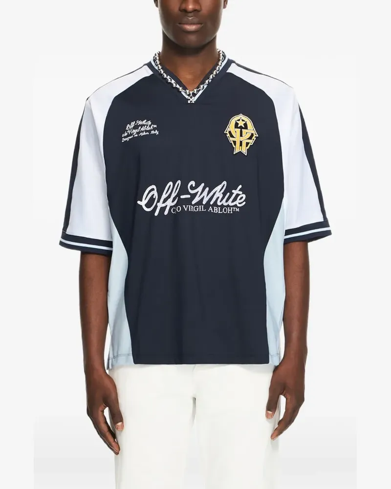 OFF-WHITE Royal Team Soccer T-Shirt mit V-Ausschnitt - Blau Blau