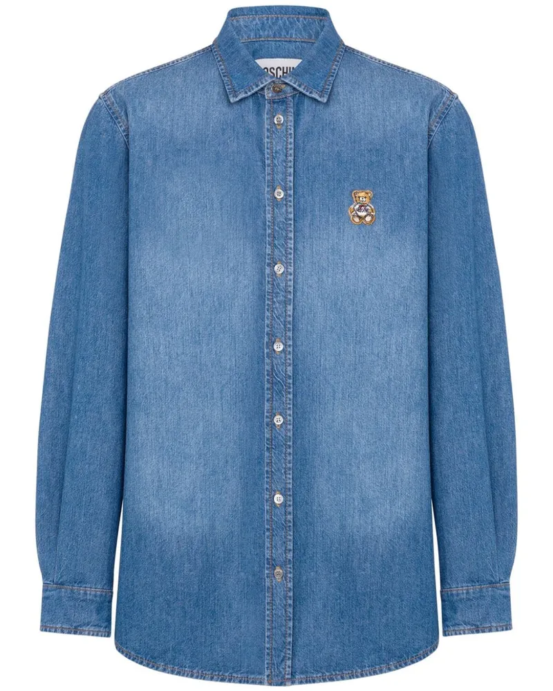 Moschino Jeanshemd mit Teddy-Applikation Blau