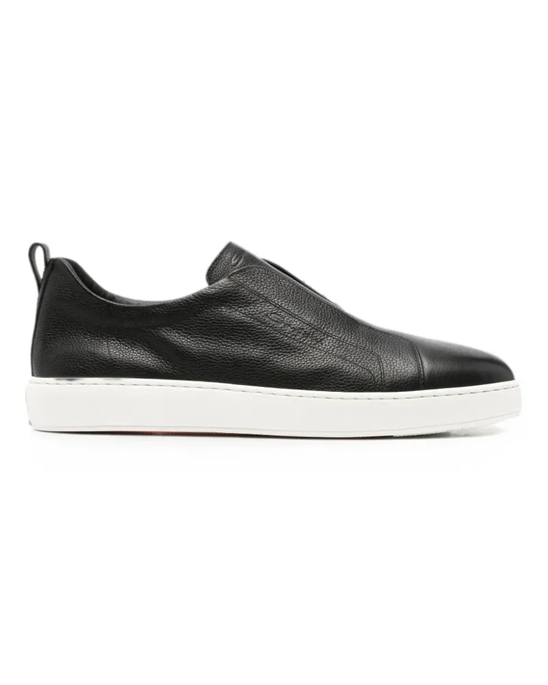 Santoni Victory slip-on grained-leather sneakers - Schwarz Schwarz