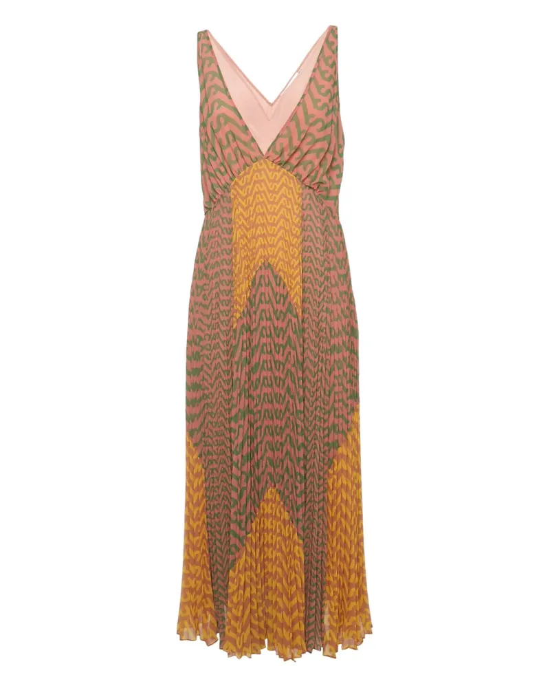 Self-Portrait Chiffon-Maxikleid mit Logo-Print - Rosa Rosa