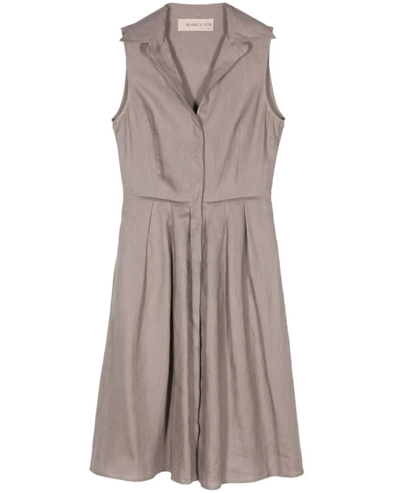 Blanca Ansellia Midikleid aus Leinen Grey