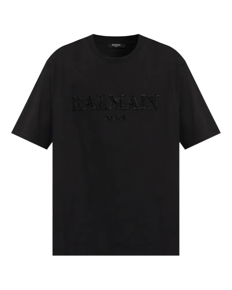 Balmain T-Shirt mit Kristallen - Schwarz Schwarz