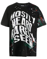 Mostly Heard Rarely Seen T-Shirt mit verzerrtem Text Schwarz