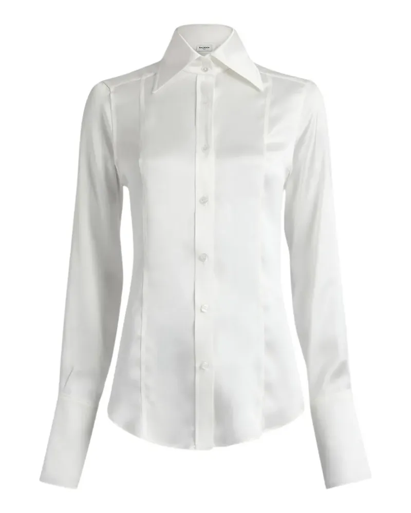 Balmain Hemd aus Seidensatin - Weiß Weiß