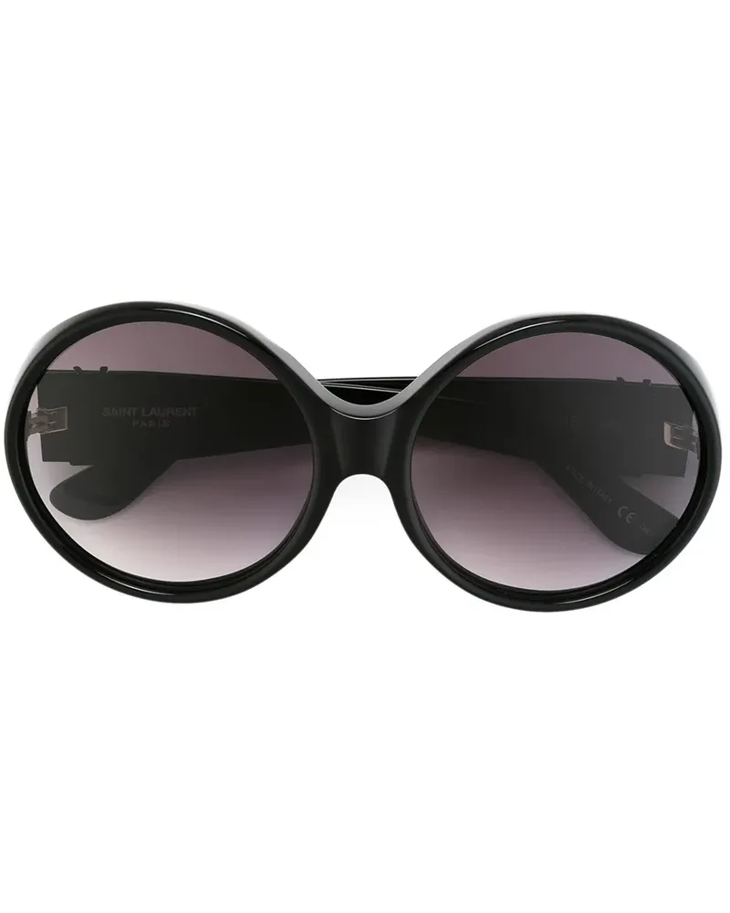 Saint Laurent Oversized-Sonnenbrille mit Logo - Schwarz Schwarz
