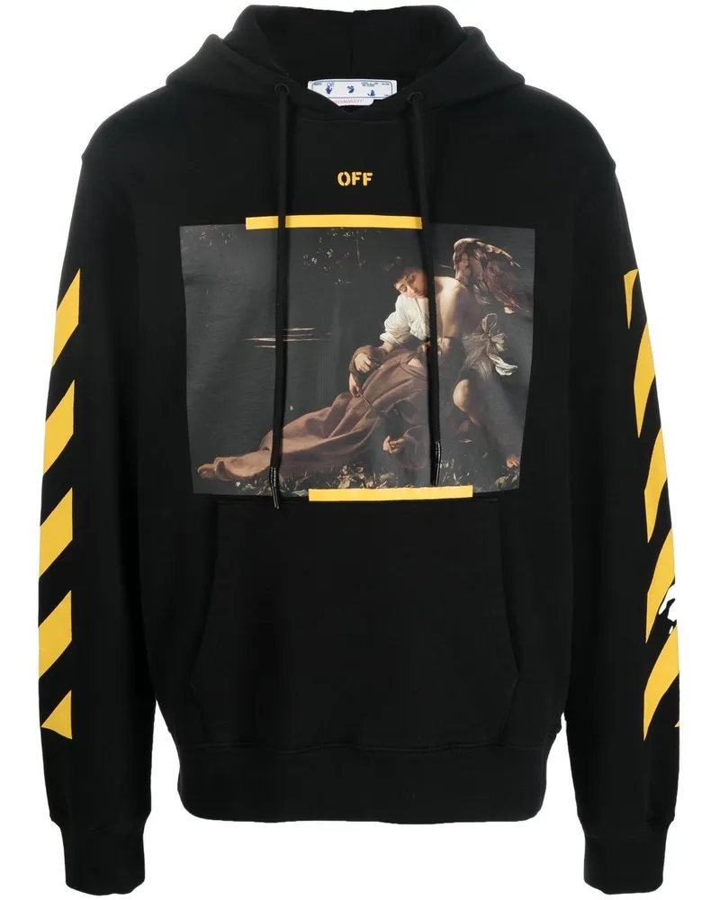 OFF-WHITE Hoodie mit Caravaggio-Print - Schwarz Schwarz