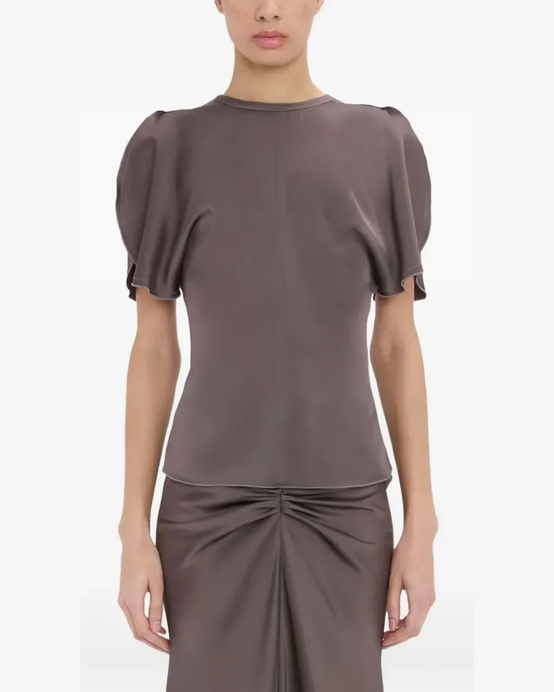 Victoria Beckham Bela flutter-sleeve top - Braun Braun