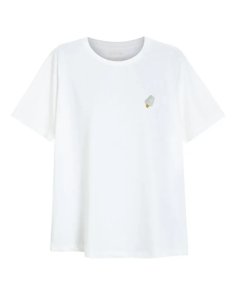 ISOLDA Besticktes Caju T-Shirt - Weiß Weiß