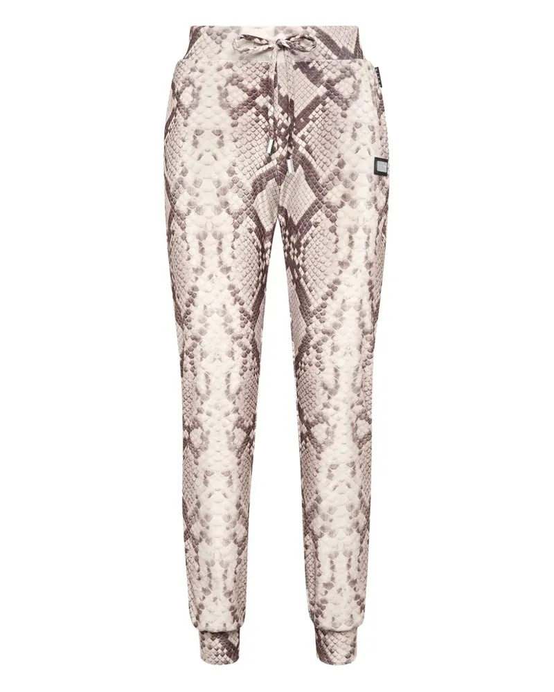 Philipp Plein Kordelzug-Hose mit Python-Print - Braun Braun