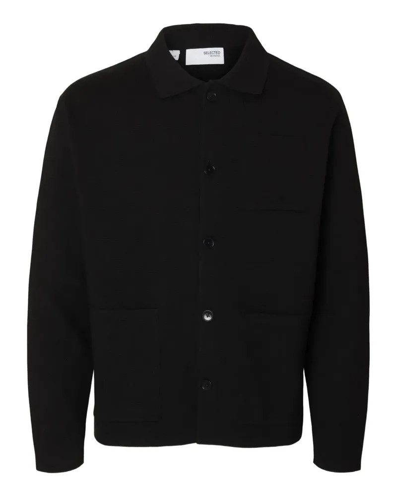 Selected Mike Cardigan - Schwarz Schwarz