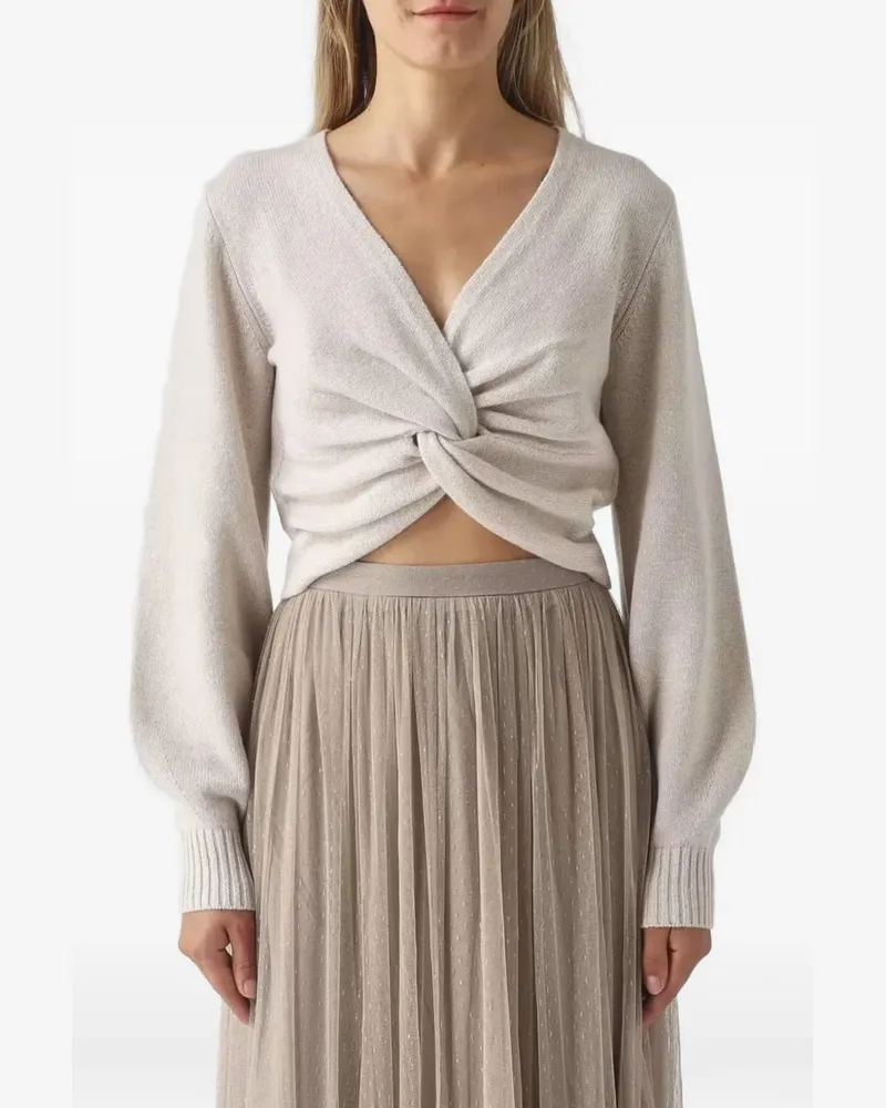 Twin-Set twist-front V-neck sweater - Nude Nude