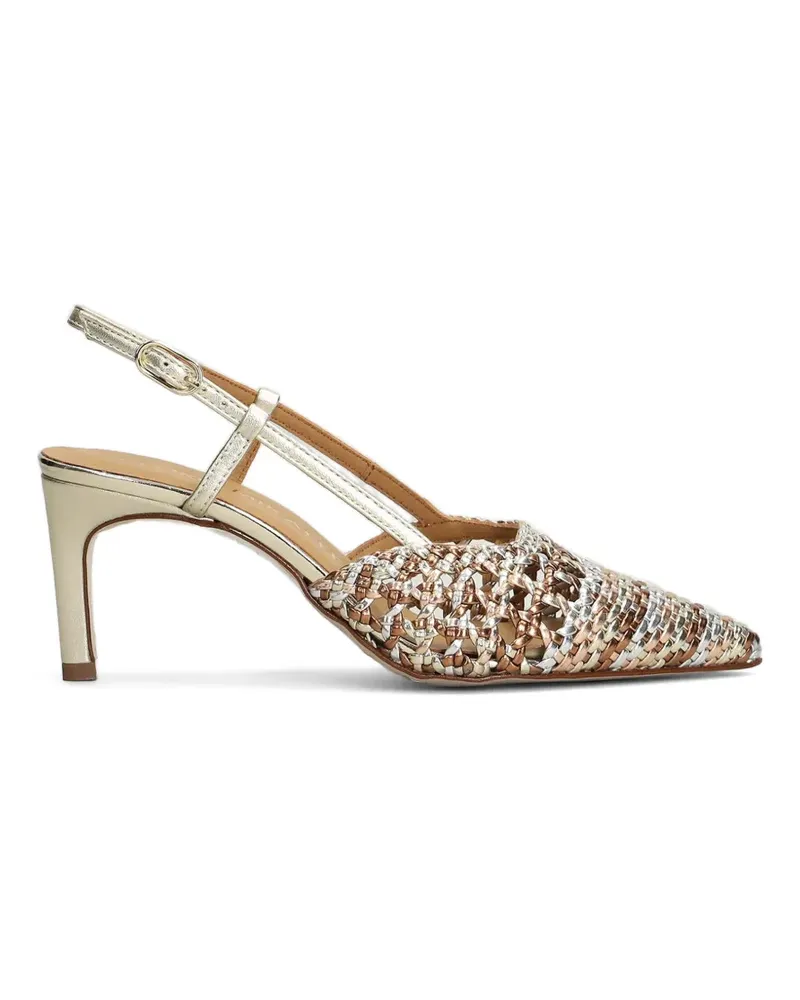 Pedro Miralles Mantua Metallic woven slingback heeled pumps - Gold Gold