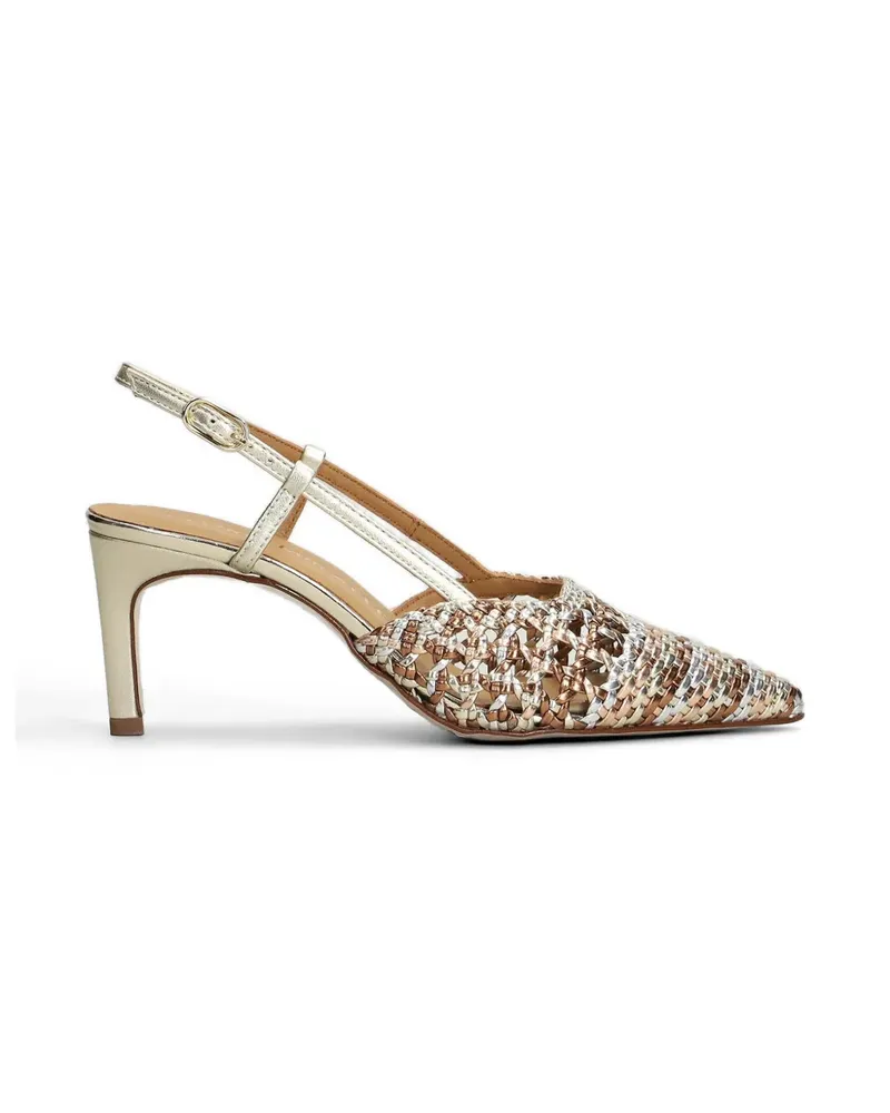 Pedro Miralles Mantua Metallic woven slingback heeled pumps - Gold Gold