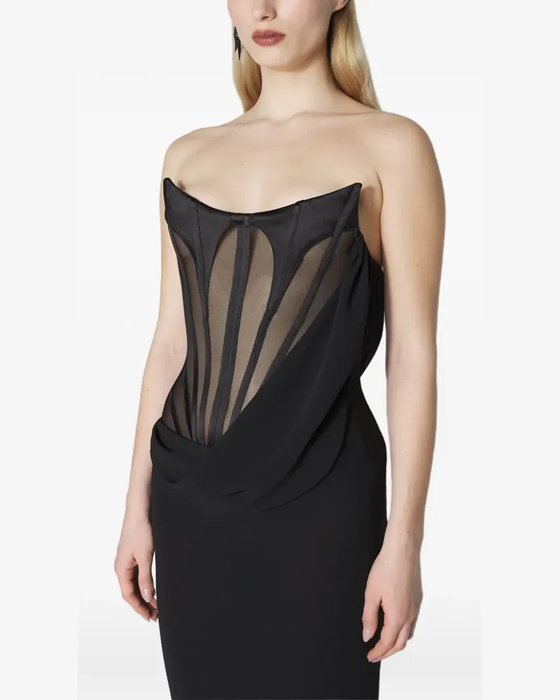 Thierry Mugler Drapiertes Maxikleid mit Corsage - Schwarz Schwarz