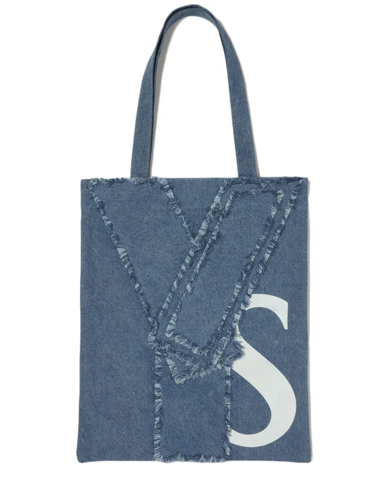 Yohji Yamamoto Shopper mit Logo-Patch Blau