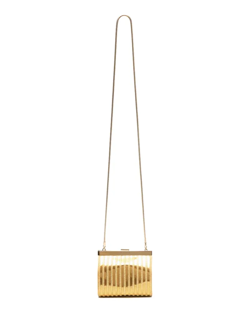 Alberta Ferretti Clutch im Metallic-Look mit Logo - Gold Gold