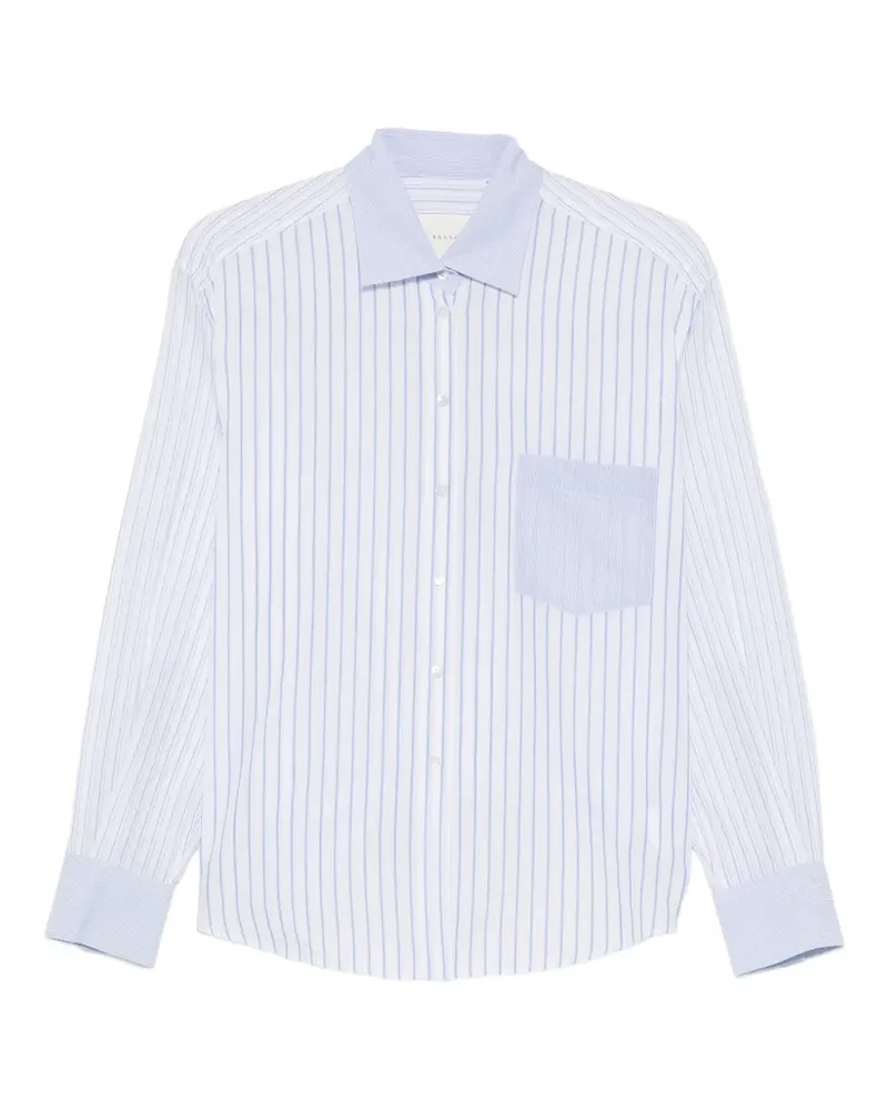 XACUS Dalia striped-pattern chest-pocket shirt - Weiß Weiß