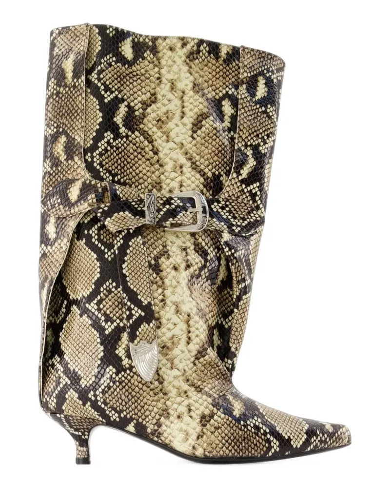Toga snake-effect buckled boots - Nude Nude
