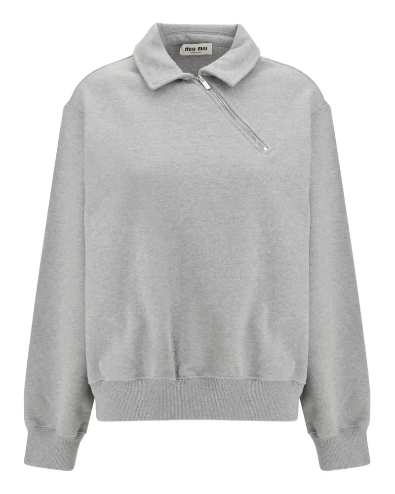 Miu Miu oblique-zip logo sweatshirt - Grau Grau