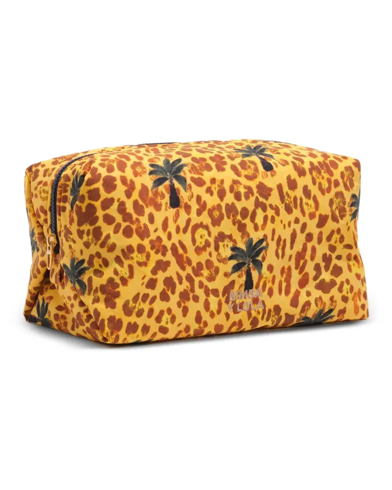 BIMBA Y LOLA Große Kosmetiktasche mit Leoparden-Print - Gelb Gelb