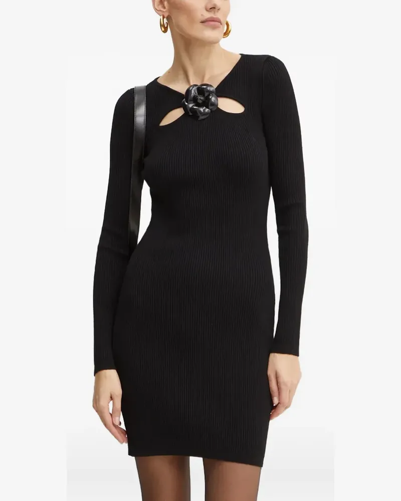 Simona Corsellini Cut-Out-Minikleid mit Blumenapplikation - Schwarz Schwarz