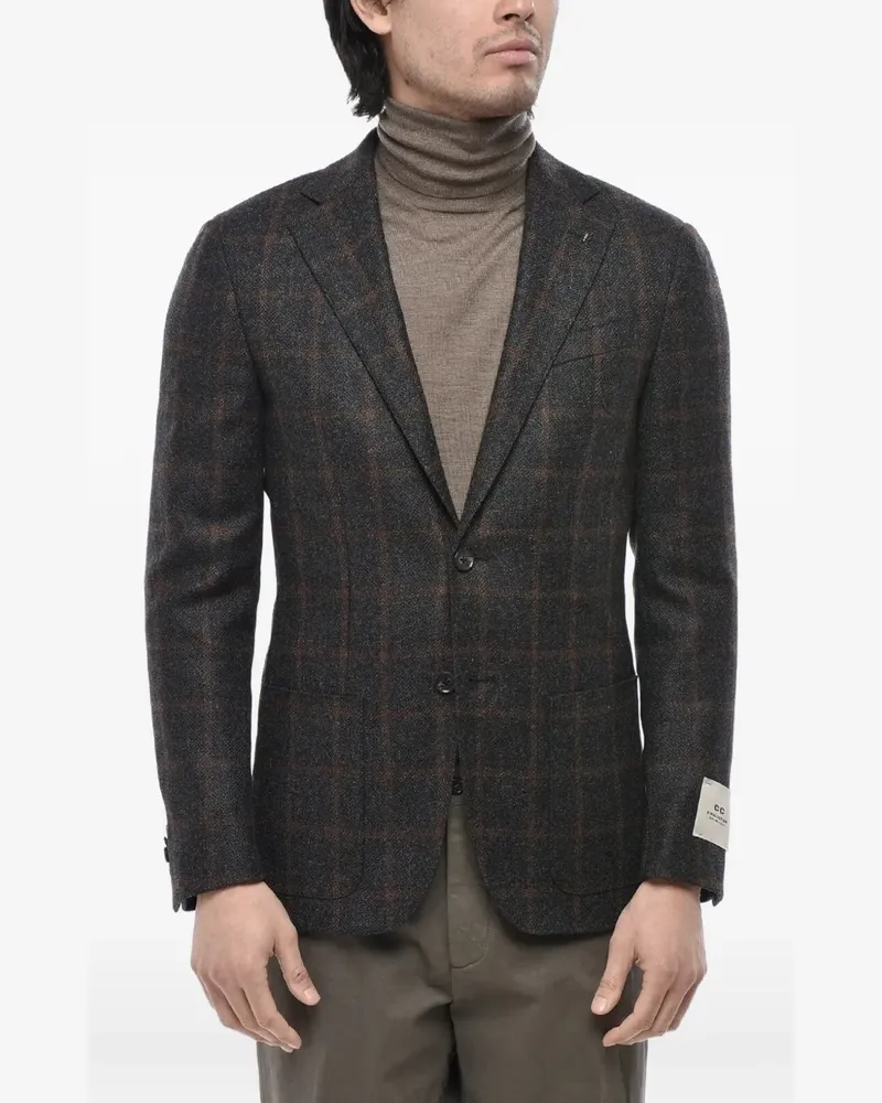 Corneliani checked-pattern single-breasted blazer - Grau Grau