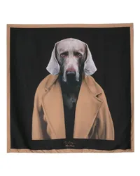 Max Mara Seidenschal mit Hunde-Print Schwarz