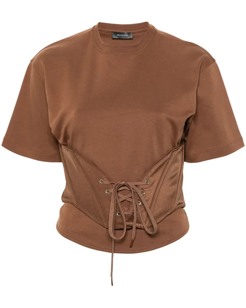 Thierry Mugler T-Shirt mit Korsage - Braun Braun