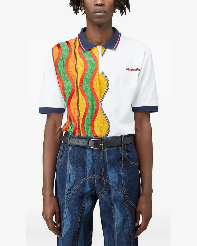 AHLUWALIA Gemustertes Poloshirt - Weiß Weiß