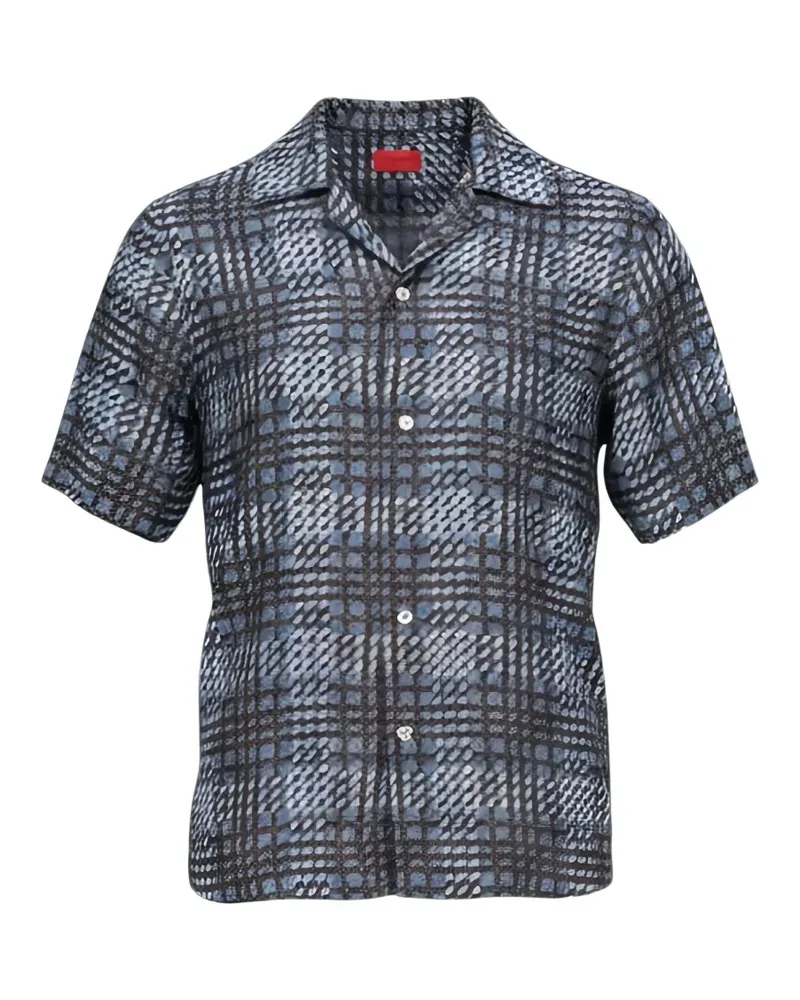 Isaia check short-sleeve shirt - Blau Blau