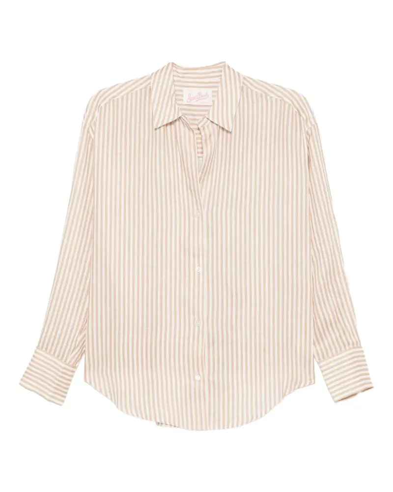 MC2 Saint Barth Cristal striped logo-embroidered shirt - Nude Nude