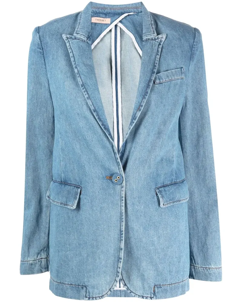 Twin-Set Einreihiger Jeansblazer - Blau Blau