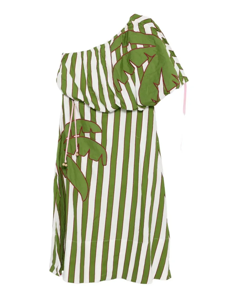 FARM Rio Gestreiftes One-Shoulder-Midikleid - Grün Grün