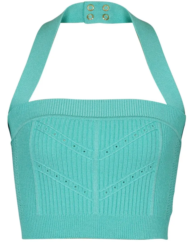 Balmain Gestricktes Cropped-Top - Blau Blau