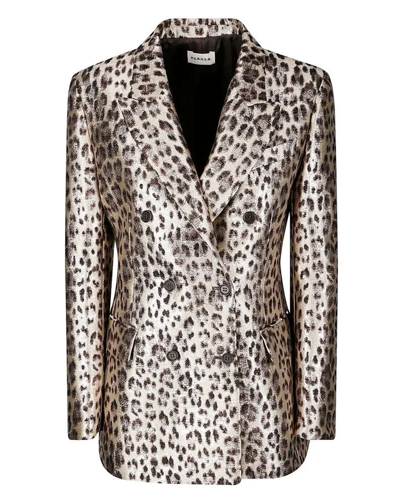 P.A.R.O.S.H. P.A.R.O H. Doppelreihiger Blazer mit Leoparden-Print - Nude Nude