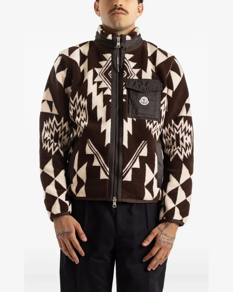Moncler Geometrisch gemusterte Fleecejacke - Braun Braun