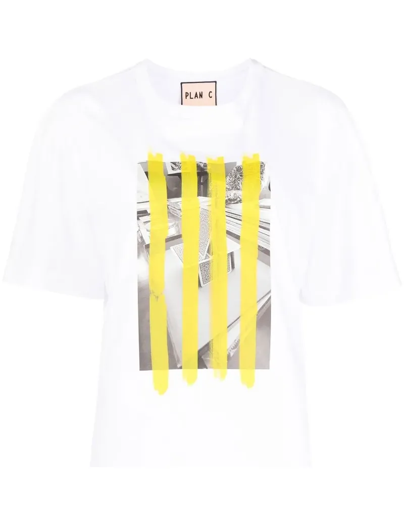 PLAN C T-Shirt mit grafischem Print - Weiß Weiß