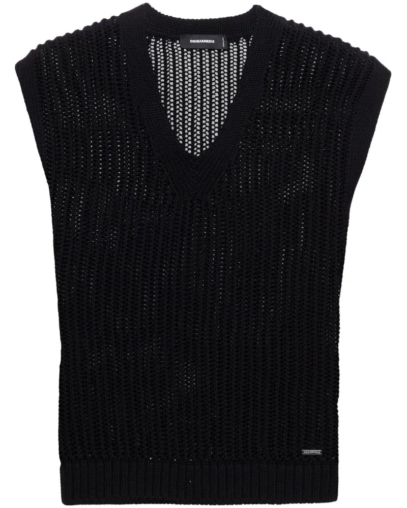 Dsquared2 Pullunder mit Lochstrickmuster - Schwarz Schwarz
