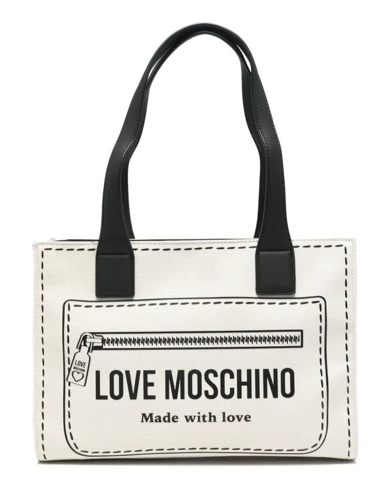 Moschino Shopper mit Logo-Print - Weiß Weiß