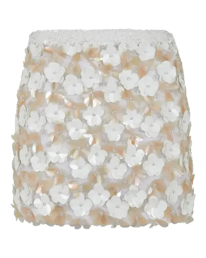 P.A.R.O.S.H. P.A.R.O H. floral-appliqué skirt - Weiß Weiß
