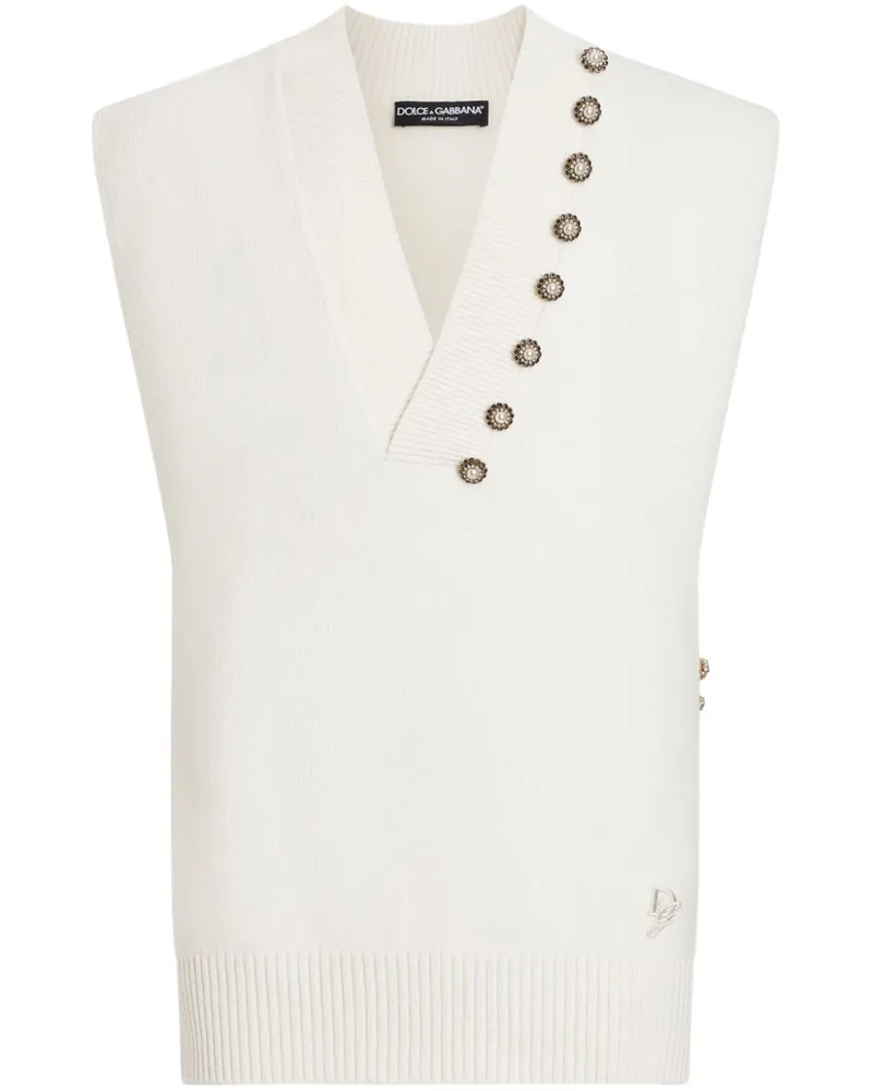 Dolce & Gabbana Kristallverziertes Trägershirt - Weiß Weiß