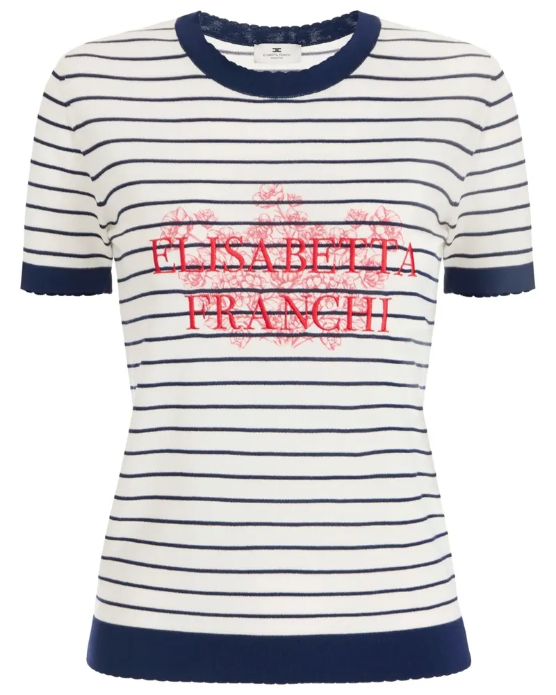Elisabetta Franchi T-Shirt mit Logo - Weiß Weiß