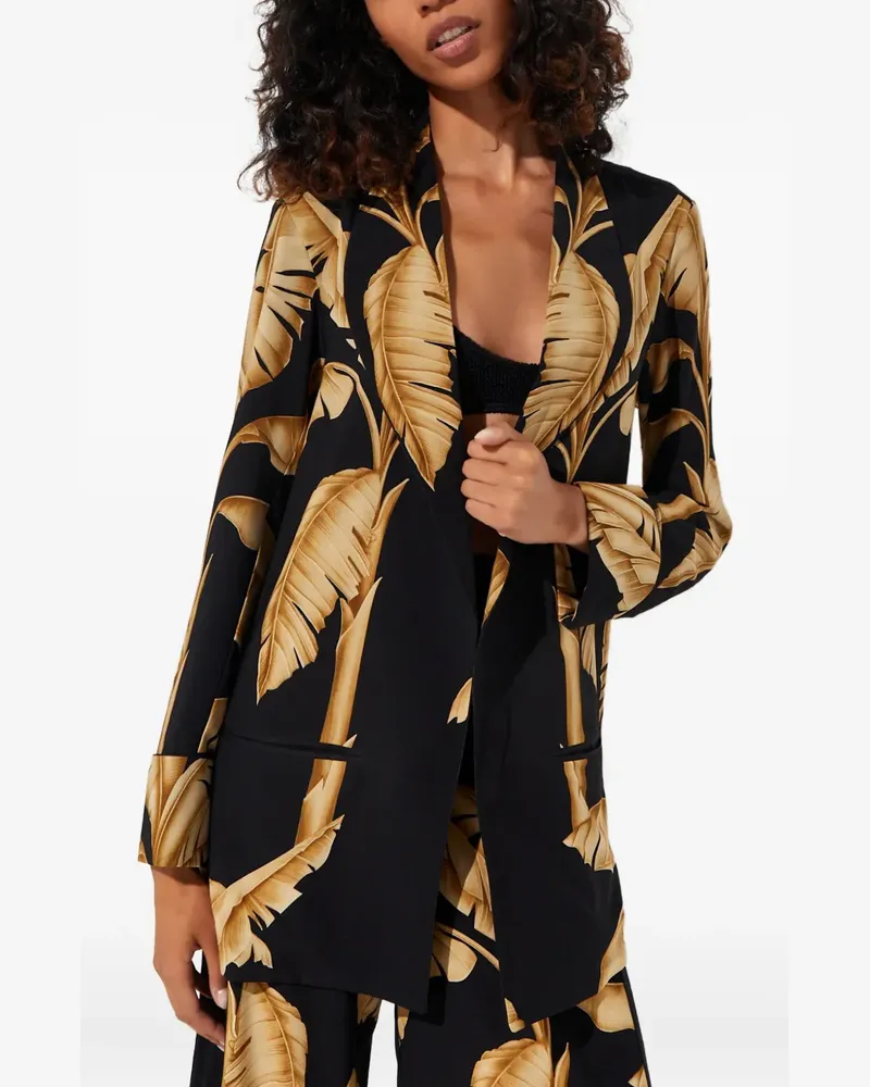Mystique leaf-print jacket - Schwarz Schwarz