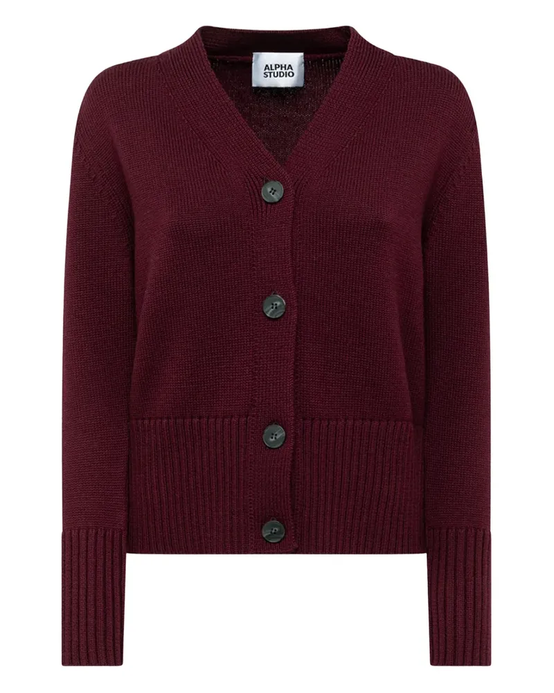 Alpha Studio Cardigan mit V-Ausschnitt - Rot Rot