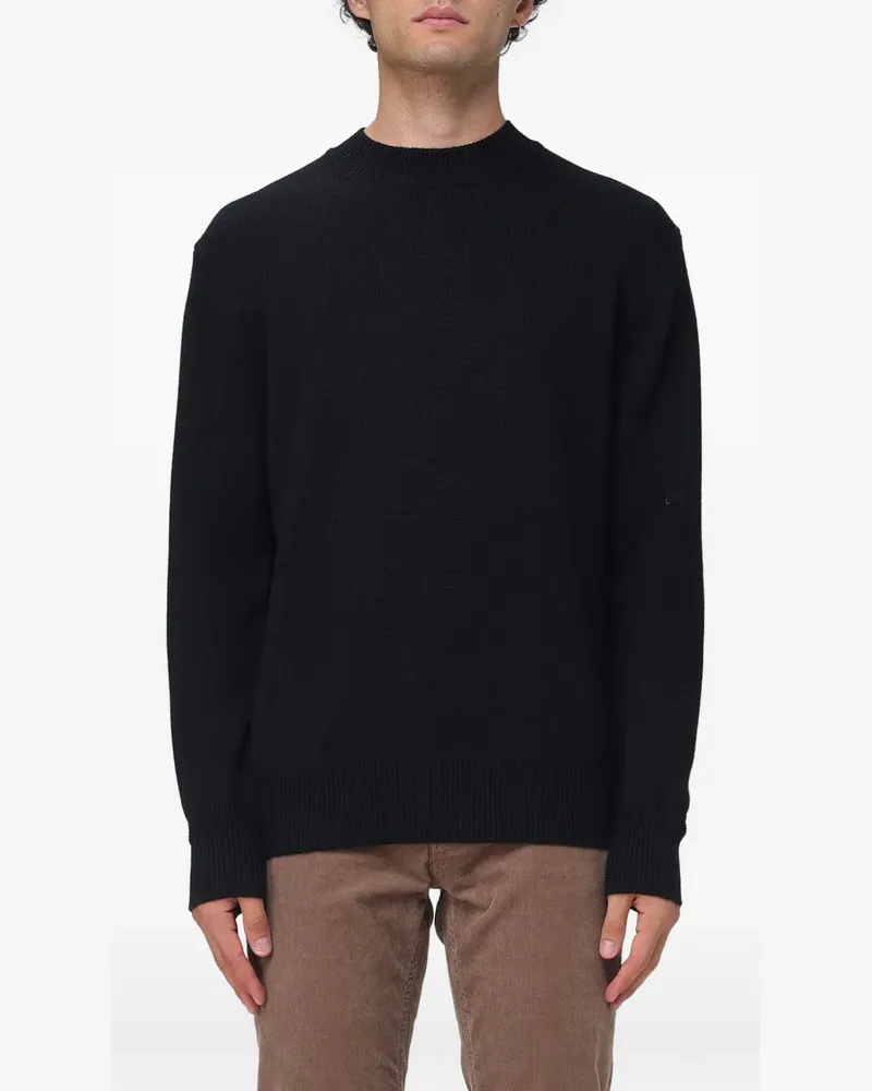 Paolo Pecora Milano Gerippter Strickpullover - Schwarz Schwarz