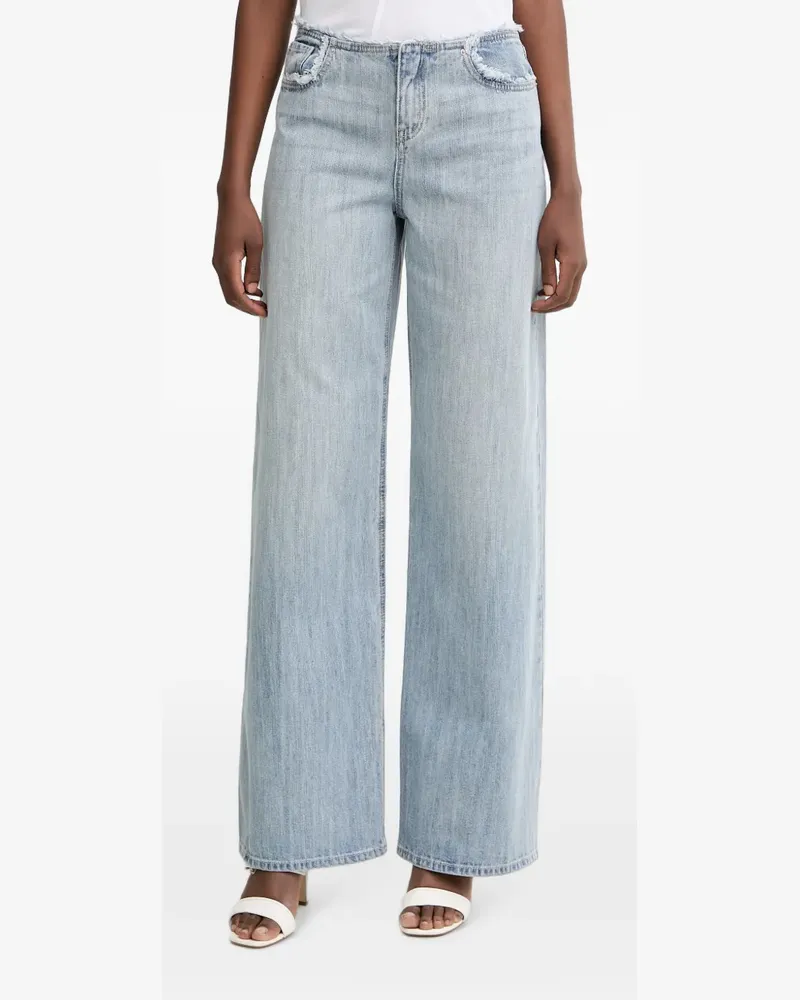 Armani Exchange Weite Jeans mit ausgefransten Kanten - Blau Blau