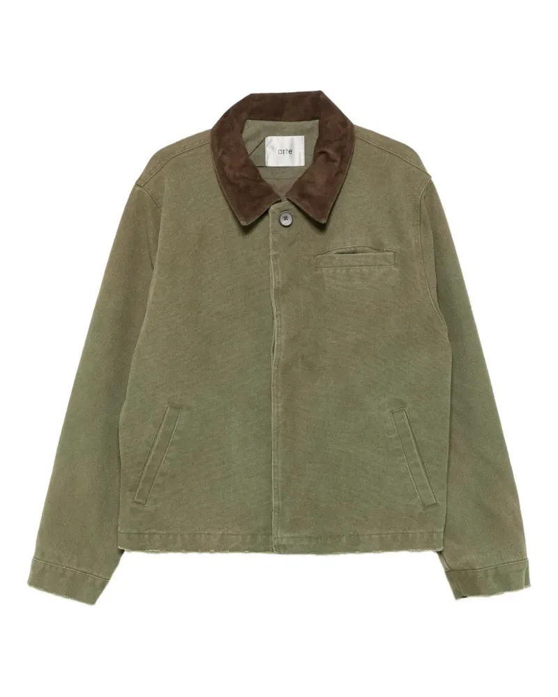 Arte Antwerp Jacke mit Kontrastkragen und ungesäumten Kanten - Grün Grün
