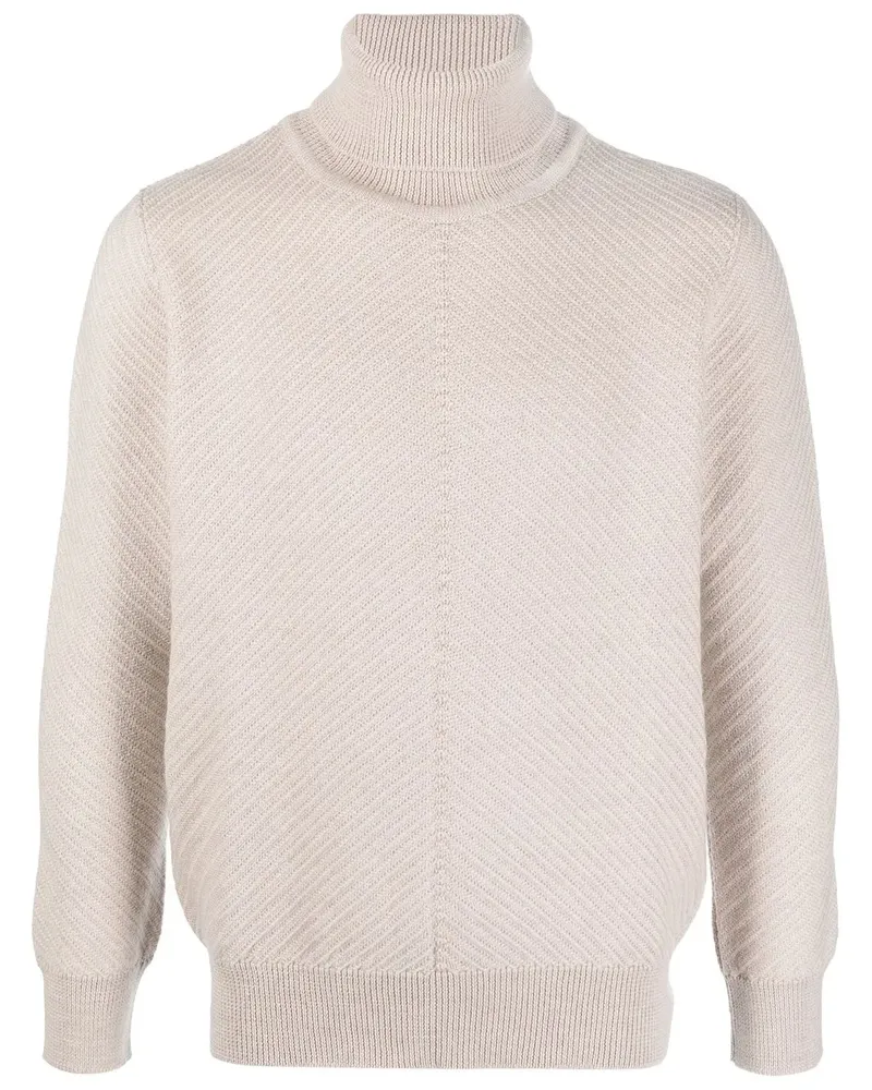 LARDINI Gerippter Rollkragenpullover - Nude Nude